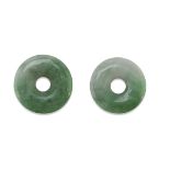 TWO DISKS IN JADEITE, CHINA 20TH CENTURY shaped in the forms of Bi disks. Diameter cm. 3,5. LOTTO DI