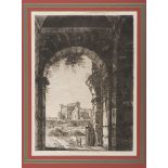 LUIGI ROSSINI (Ravenna 1790 - Rome 1857) View from the entrance of the Colosseum Etching, cm. 56 x