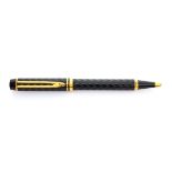 BALLPOINT PEN WATERMAN black with geometric fantasy and finishes in gilded metal. Length cm. 14.