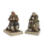 PAIR OF SMALL PORCELAIN GROUPS, GINORI EARLY 20TH CENTURY in polychromy, representing figures of