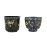 TWO CLOISONNÉ CUPS, CHINA AND JAPAN EARLY 20TH CENTURY decorated with big dragons, sacred jewel