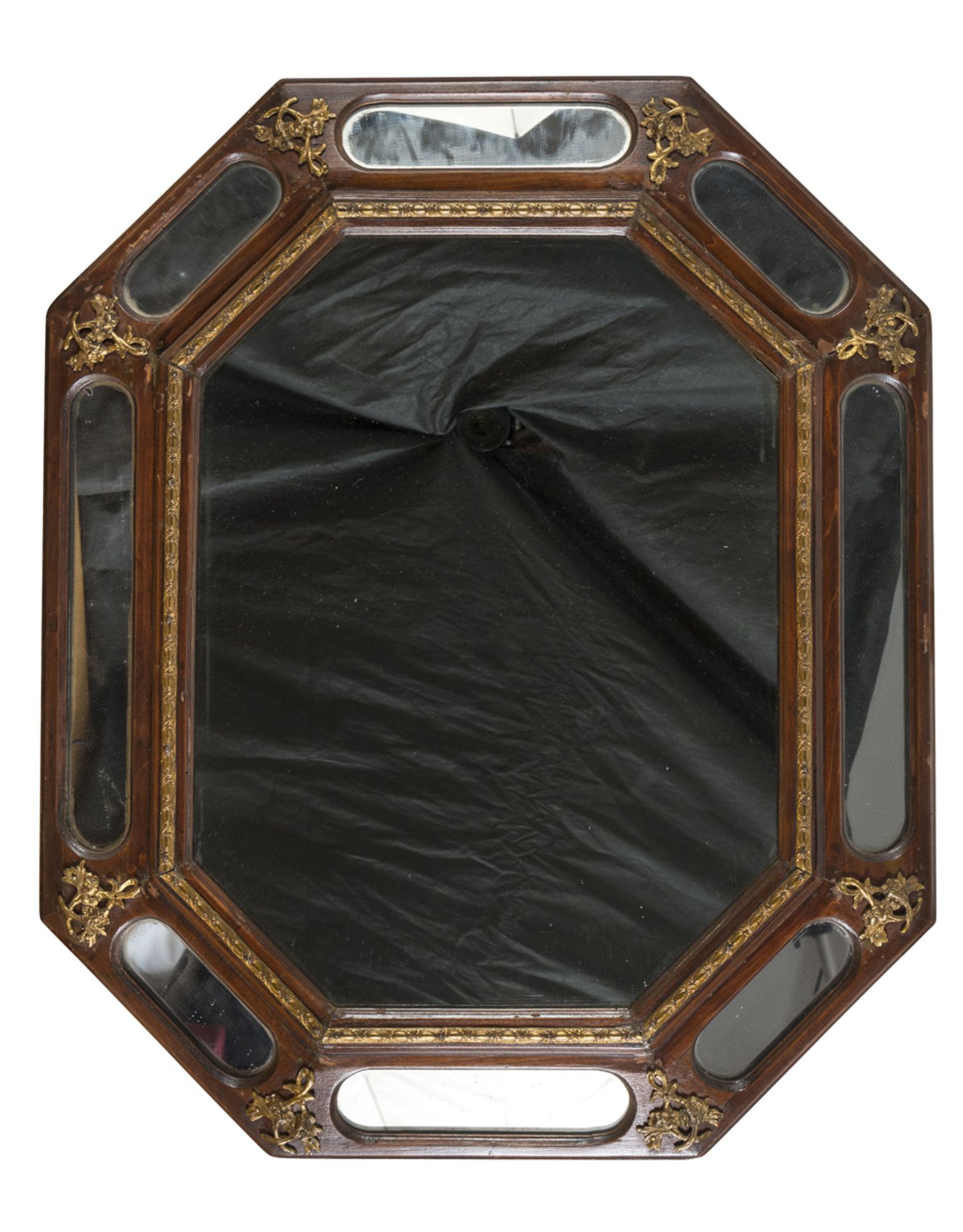 A PAIR OF MIRRORS IN PEAR WOOD, LATE 19TH CENTURY of octagonal shape, with frame also with mirrors - Bild 2 aus 2