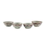 FOUR PORCELAIN BOWLS IN POLYCHROME ENAMELS, CHINA 18TH-19TH CENTURY