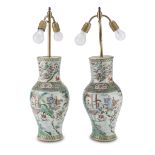 A PAIR OF PORCELAIN VASES IN POLYCHROME ENAMELS, CHINA FIRST HALF OF THE 20TH CENTURY decorated with