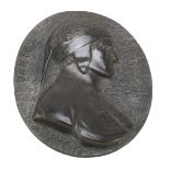 SMALL BAS-RELIEF IN BRONZE, LATE 19TH CENTURY of oval form, representing the profile of Dante