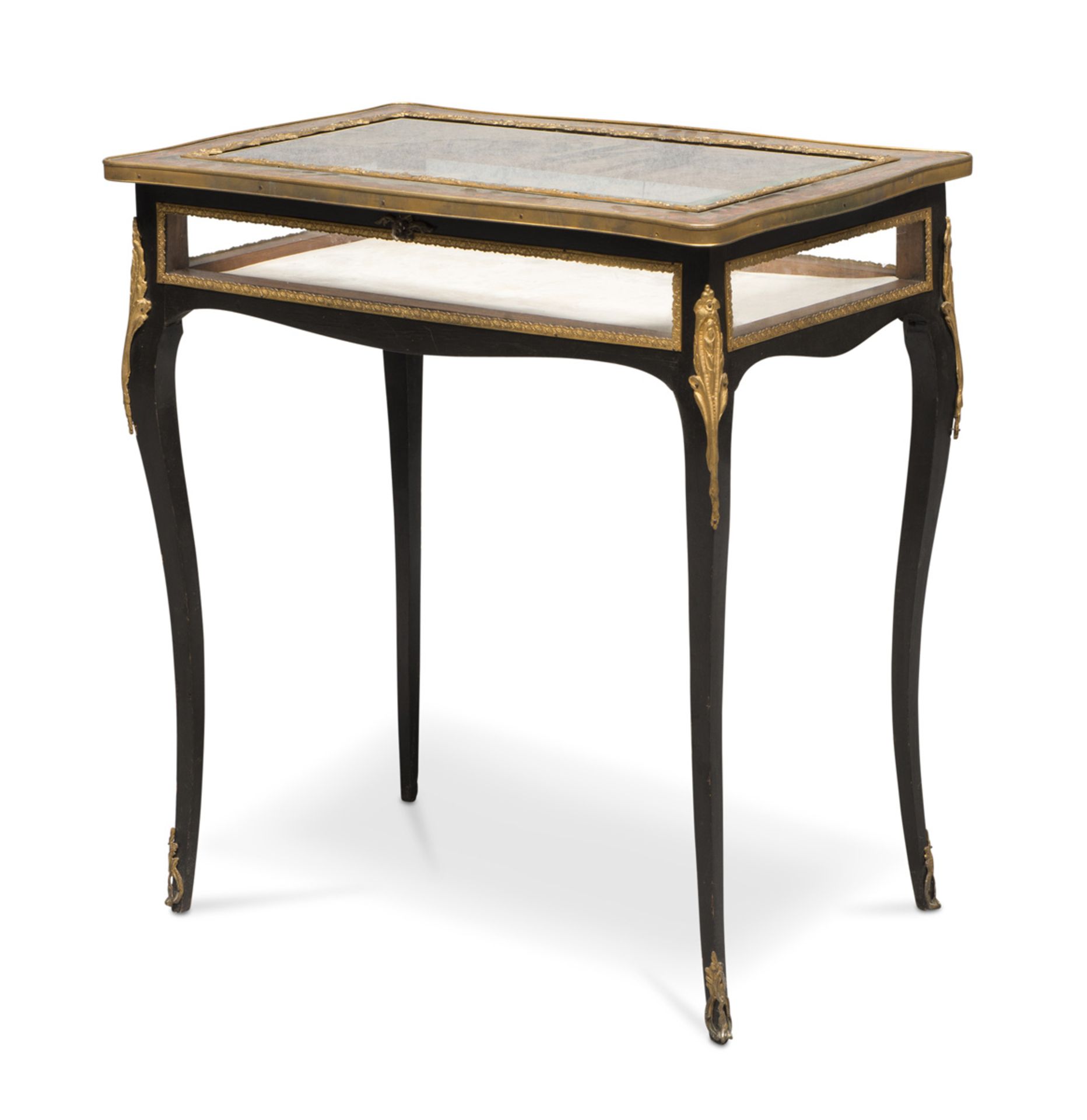SMALL BOULLE TABLE, FRANCE 19TH CENTURY plated in ebony and red turtle, with inlays in brass.