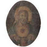 UNKNOWN PAINTER, 19TH CENTURY The heart of Christ Oil on oval panel, cm. 40,5 x 30,5 Provenance