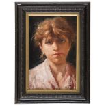 GIUSEPPE DE SANCTIS (Naples 1858 - 1924) Young girl's face Oil on panel, cm. 30 x 20 Signed bottom