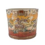 CERAMIC CACHEPOT IN POLYCHROME ENAMELS AND GOLD, JAPAN EARLY 20TH CENTURY decorated with