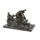 NEAPOLITAN SCULPTOR, 19TH CENTURY Playing little boys with dog Bronze with burnished patina, cm.