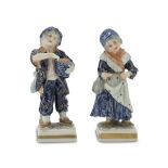 A PAIR OF PORCELAIN FIGURES, GINORI EARLY 20TH CENTURY in polychromy, representing little boy and