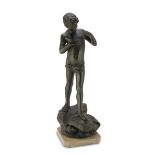 NEAPOLITAN SCULPTOR, EARLY 20TH CENTURY Young fisherman Sculpture in burnished metal, cm. 73 x 28