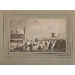 JACOB CATS, workshop of (Hamburg-Altona1741 - Amsterdam 1799) Winter landscape with skaters