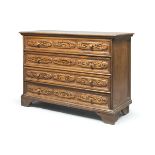 BEAUTIFUL WALNUT TALLBOY, PROBABLY LOMBARDY 18TH CENTURY four drawers on the front inlaid in boxwood