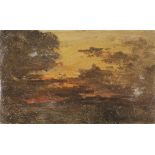 ITALIAN PAINTER, LATE 19TH CENTURY Sunset Oil on cardboard, cm. 17 x 27 Not signed Loose cardboard