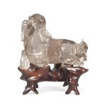 GROUP IN ROCK CRYSTAL, CHINA 19TH CENTURY representing two rams. Measures cm. 7 x 8. GRUPPO IN