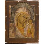 Russian school, 19TH CENTURY Virgin with the blessing Child Tempera on panel, cm. 31,5 x 25,5