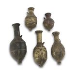 FIVE SMALL BRONZE VASES, MIDDLE EAST, 19TH CENTURY