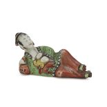 RATTLE IN POLYCHROME ENAMELLED PORCELAIN, CHINA EARLY 20TH CENTURY representing maternity.