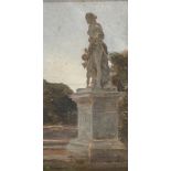 MARCO CALDERINI (Turin 1850 - 1941) Statue in the gardens of Florence Oil on panel, cm. 22 x 11