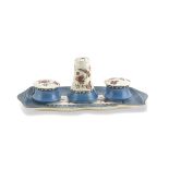 TOILET SET IN PORCELAIN, LATE 19TH CENTURY decorated in light blue enamel and polychromy with floral