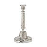 CANDLESTICK IN SILVER, PUNCH NAPLES 1832/1872 shaft twisted and base chiseled to acanthus leaves.