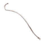 TENNIS BRACELET in white gold 18 kts., embellished with diamonds. Length cm. 19,5, diamonds ct. 1.