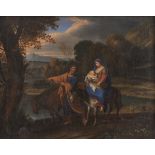 FILIPPO LAURI, workshop of (Rome 1623 - 1694) Landscape with the flight into Egypt Oil on canvas,