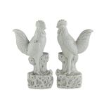 A PAIR OF PORCELAIN SCULPTURES WHITE, CHINA FIRST HALF OF THE 20TH CENTURY representing two roosters