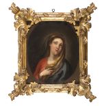 GENOESE PAINTER, 17TH CENTURY Prayerful virgin Oil on canvas, cm. 50 x 42 Provenance Roman family