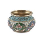 SMALL OINTMENT VASE IN SILVER AND ENAMELS, RUSSIA 1899/1908 body decorated in polychromy with