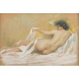 VINCENT MIGLIARO (Naples 1858 - 1938) Nude of reclining woman Pastel and white lead on paper, cm. 33