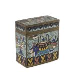 CLOISONNÉ BOX, CHINA 20TH CENTURY decorated with treasures of the study and bands of stylized