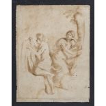 WORKSHOP OF THE GUERCINO, 17TH CENTURY Angelic and Medoro Sepia on paper, cm. 28 x 21 Defects Framed