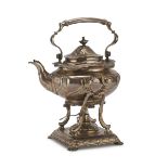 IMPORTANT TEA KETTLE IN SILVER, TIFFANY & CO. NEW YORK 1890 shaped as nacelle. Base with claw