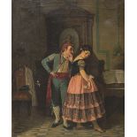 NEAPOLITAN PAINTER, 19TH CENTURY Gallant scene in Spanish costume Oil on canvas, cm. 76 x 60 Not