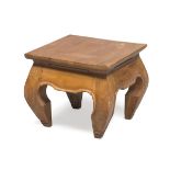 STOOL IN TEAK, CHINA EARLY 20TH CENTURY with square top and shaped legs. Measures cm. 35 x 40.