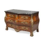 COMMODE IN BOIS DE ROSE, FRANCE REGENCY STYLE, 19TH CENTURY with threads in boxwood. Superior top in