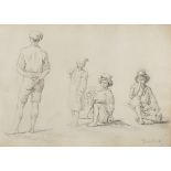 THEODORE DUCLERE (Naples 1816 - 1869) Men Pencil on paper, cm. 16 x 21 Signed bottom right Gilded