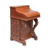 DAVEMPORT IN CHERRY TREE, ENGLAND, EARLY 20TH CENTURY with inside with two drawers and bookrest top,