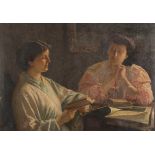 NORTH ITALIAN PAINTER, LATE 19TH CENTURY Two reading women Oil on canvas, cm. 70 x 97 Not signed