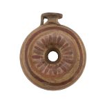 ETRUSCAN FLASK CORINZIA, 20TH CENTURY in decorated clay. h. cm. 9. The find is reported to the