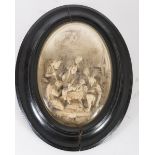 SMALL HIGH-RELIEF SCULPTURE IN FOAM, NAPLES 19TH CENTURY of oval shape, representing Nativity with