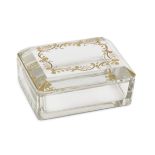 BOX IN CRYSTAL GLASS, '40s engraved and decorated in gold. Measures cm. 6 x 9 x 12. SCATOLA IN