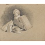 ITALIAN PAINTER, 19TH CENTURY Composition with bust of child and objects Pencil on paper, cm. 20 x