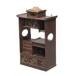 SMALL HANGING COIN CABINET IN TEAK, CHINA EARLY 20TH CENTURY with drawers and doors, lacquered on