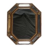 A PAIR OF MIRRORS IN PEAR WOOD, LATE 19TH CENTURY of octagonal shape, with frame also with mirrors