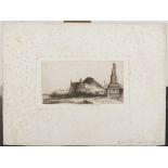 LOUIS GERVAIS MARVY (Jouy-en-Josas 1815 - Paris 1850) Landscape with obelisk, after Rembrandt