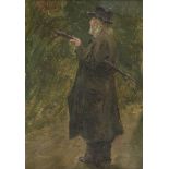 ALESSANDRO MILESI (Venice 1856 - 1945) Man with hat and baton Oil on cardboard, cm. 19 x 13