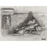 ITALIAN PAINTER, EARLY 20TH CENTURY Cleopatra and Mark Antonio Charcoal on paper, cm. 18 x 23,5